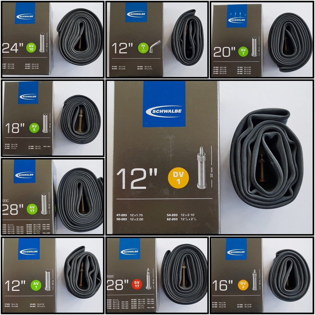 Schwalbe Schlauch 12,14,16,18,20,24,26,29 Zoll in AV,DV,SV Fahrradschlauch