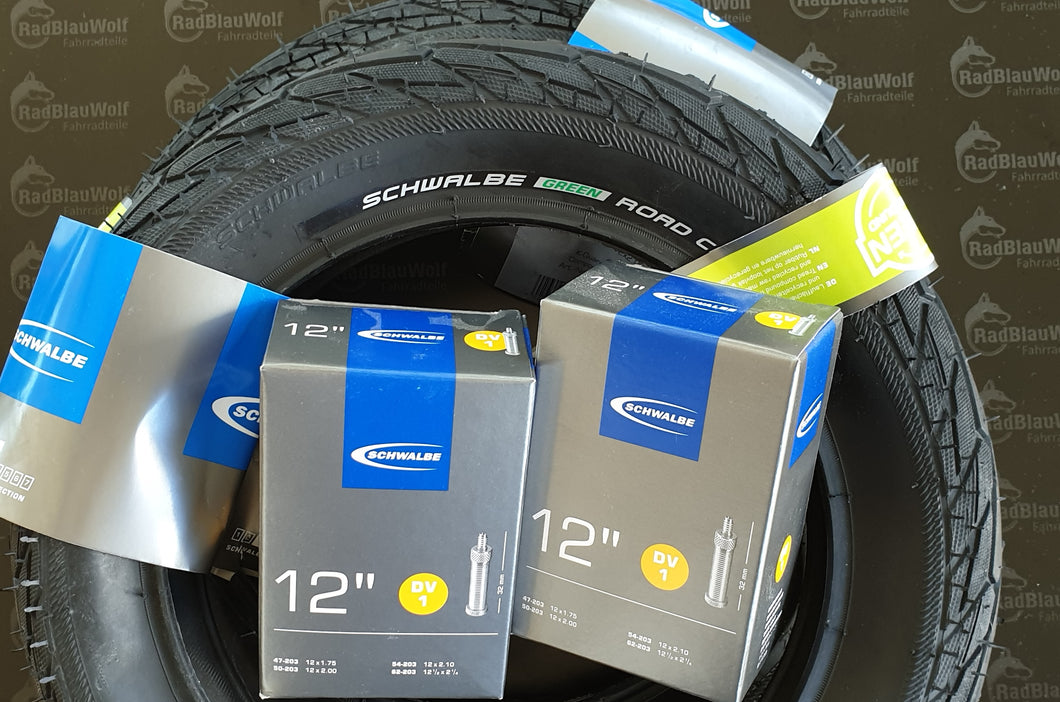 Schwalbe Road Cruiser  12 Zoll schwarz 50-203 Schläuche mit Dunlopventil