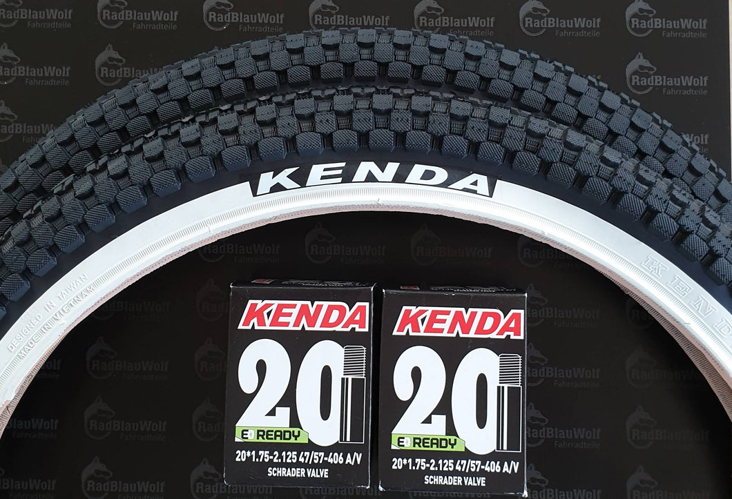 Kenda Reifen 20 Zoll  schwarz-weiß  K-905  Fahrradschläuche (54-406)