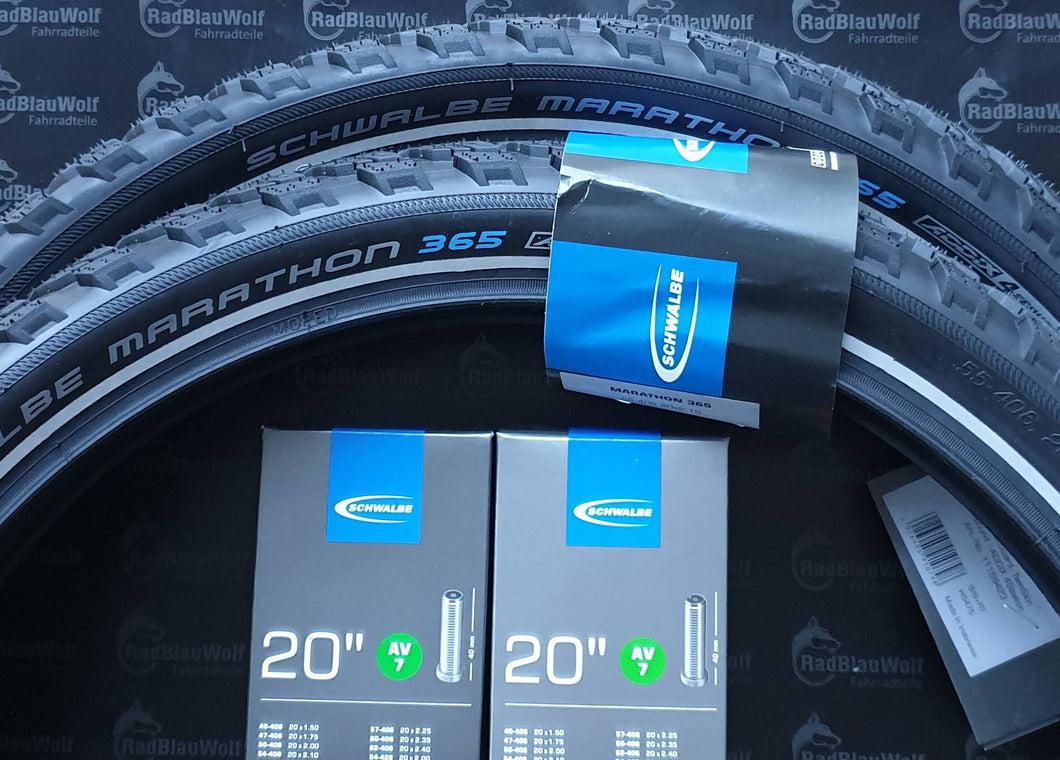 Schwalbe Reifen Marathon 365 schwarz-Reflex 20 x 2.15 (55-406) Schläuche