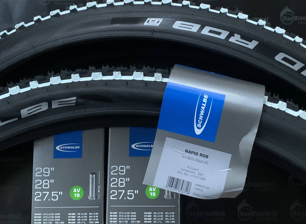 Schwalbe Rapid Rob Reifen 29 x 2.25 (57-622) Drahtreifen schwarz-weiß Fahrradschläuche