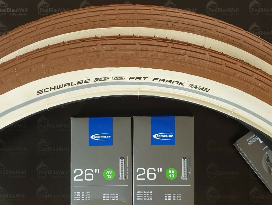 Schwalbe Fat Frank 26 x 2.35 Zoll  KevlarGuard braun-weiß Fahrradschläuche Reflestreifen