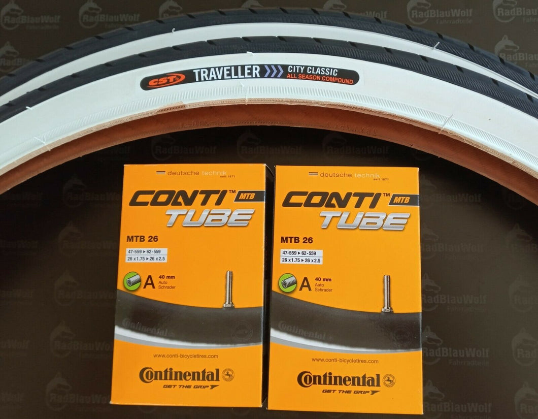 CST Reifen 26 Zoll schwarz - weiß 47-559 Fahrradschläuche