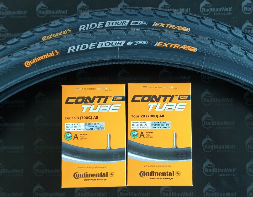 Continental Ride Tour 47-622, E-25 Draht schwarz Schläuche AV Ventil