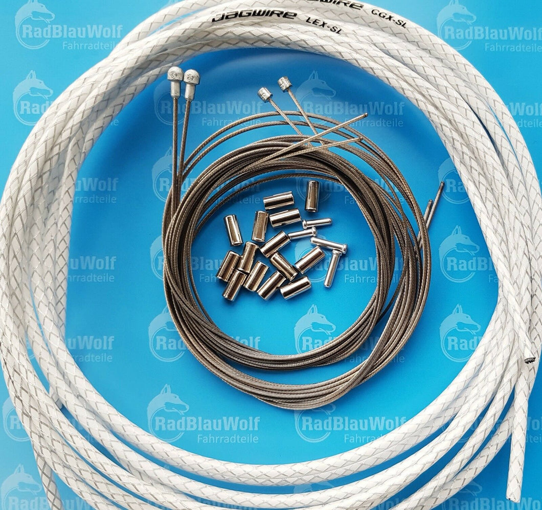 Jagwire  CGX-SL   LEX-SL  Schaltzug  Bremszug Endkappen  Endhülsen  Set weiß-Braided